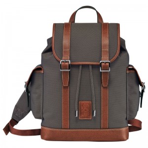 Longchamp Boxford Backpack - Recycled canvas Kahverengi | 9806-USEXO