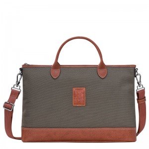 Longchamp Boxford S Briefcase - Recycled canvas Kahverengi | 5872-SPVEX