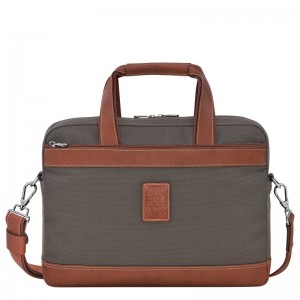 Longchamp Boxford S Briefcase - Recycled canvas Kahverengi | 9125-BZWUG