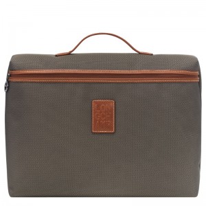 Longchamp Boxford S Briefcase - Recycled canvas Kahverengi | 3786-DZSWV