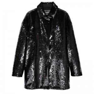 Longchamp Coat - Sequin Siyah | 8715-RCSHN