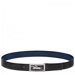 Longchamp Delta Box Men's belt - Leather Black/Navy | 7326-YKBEX