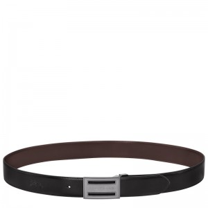 Longchamp Delta Box Men's belt - Leather Black/Mocha | 9463-OBPVY