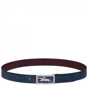 Longchamp Delta Box Men's belt - Leather Navy/Burgundy | 3687-KVAFI