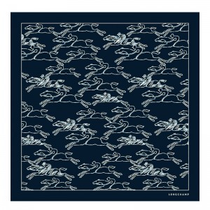 Longchamp Gallop Denim Silk scarf 50 - Silk Lacivert | 9672-EDRAB