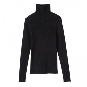 Longchamp High collar fitted jumper - Knit Siyah | 6983-MBAZF