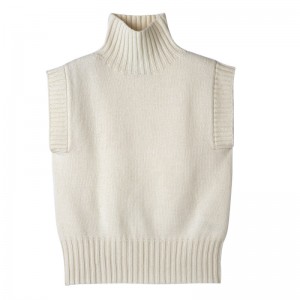 Longchamp High collar no sleeve jumper - Knit Ecru | 6502-XYJQL