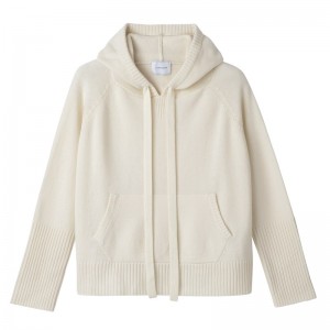 Longchamp Hoodie jumper - Knit Ecru | 8604-QOCAV