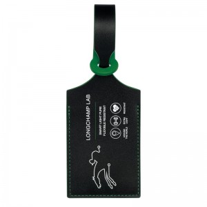 Longchamp LGP Travel Luggage tag - Leather Black/Green | 1520-QWHKO