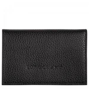 Longchamp Le Foulonné Card holder - Leather Siyah | 9408-KYBEZ