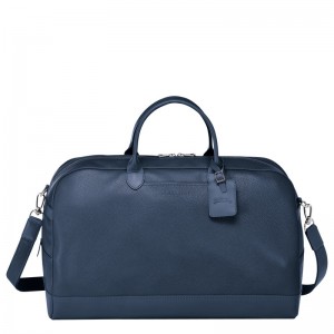 Longchamp Le Foulonné M Travel bag - Leather Lacivert | 5284-ITZYS