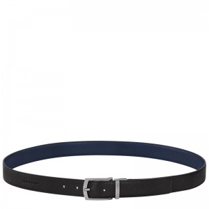 Longchamp Le Foulonné Men's belt - Leather Black/Navy | 7891-NBVEY