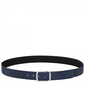 Longchamp Le Foulonné Men's belt - Leather Navy/Black | 4671-PGMSB