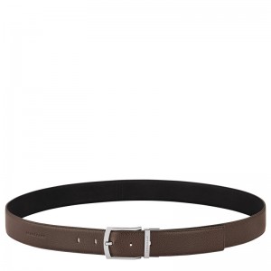 Longchamp Le Foulonné Men's belt - Leather Mocha/Black | 9587-NHMVU