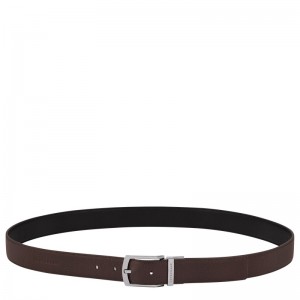 Longchamp Le Foulonné Men's belt - Leather Mocha/Black | 1372-IBLOT