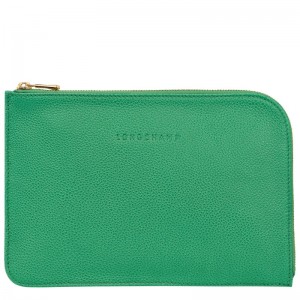 Longchamp Le Foulonné Pouch - Leather Yeşil | 8259-VSMZT