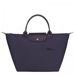 Longchamp Le Pliage Green M Handbag - Recycled canvas Bilberry | 9264-VRKGT