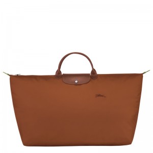 Longchamp Le Pliage Green M Travel bag - Recycled canvas Cognac | 2417-OQLKN