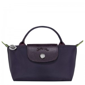 Longchamp Le Pliage Green Pouch with handle - Recycled canvas Bilberry | 2039-JANRD