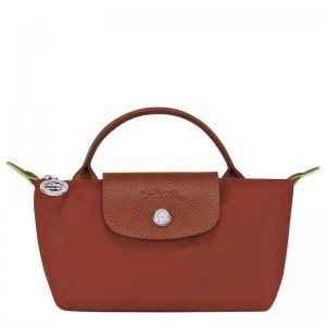 Longchamp Le Pliage Green Pouch with handle - Recycled canvas Chestnut | 8279-DIUVE