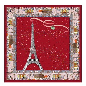 Longchamp Le Pliage in Paris Silk scarf - Silk Tomato | 1897-LOTXZ