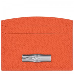 Longchamp Le Roseau Card holder - Leather Turuncu | 9302-YFMXH