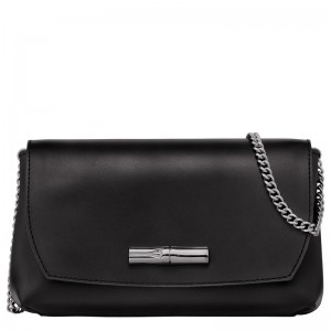 Longchamp Le Roseau Clutch - Leather Siyah | 0531-WSBGT