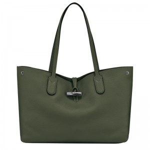 Longchamp Le Roseau Essential L Tote bag - Leather Haki | 4670-IJKTZ