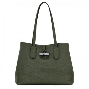 Longchamp Le Roseau Essential M Tote bag - Leather Haki | 6301-FUCMP