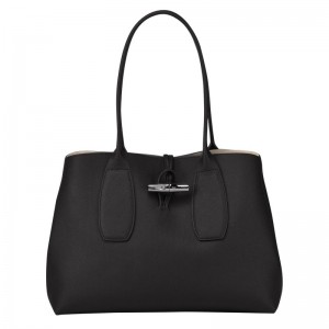 Longchamp Le Roseau L Tote bag - Leather Siyah | 0613-LZCSH