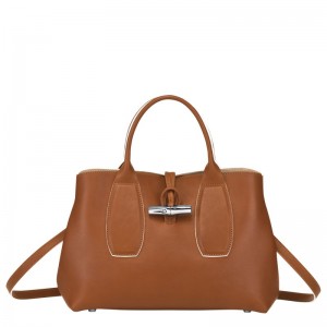 Longchamp Le Roseau M Handbag - Leather Cognac | 0156-CVSJM