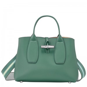 Longchamp Le Roseau M Handbag - Leather Sage | 5409-FBOZP