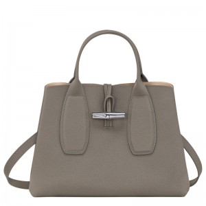 Longchamp Le Roseau M Handbag - Leather Turtledove | 5749-GQLVS