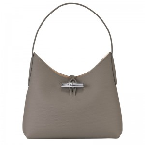 Longchamp Le Roseau M Hobo bag - Leather Turtledove | 0567-IZLBX