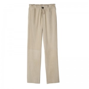 Longchamp Leather straight pants - Leather Linen | 7346-TCGIB