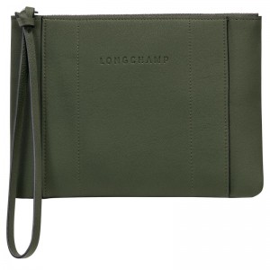 Longchamp Longchamp 3D Pouch - Leather Haki | 6748-FSNZP