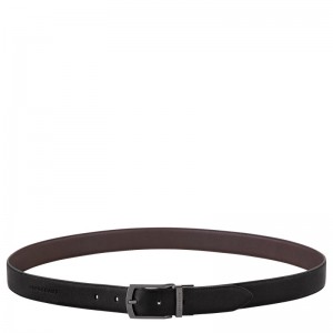 Longchamp Longchamp sur Seine Men's belt - Leather Black/Mocha | 5860-CMXID