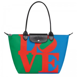 Longchamp Longchamp x Robert Indiana M Tote bag - Canvas Red/Navy | 4923-FAWDX