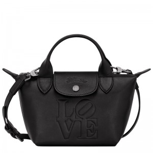 Longchamp Longchamp x Robert Indiana XS Handbag - Leather Siyah | 0647-CYLBO