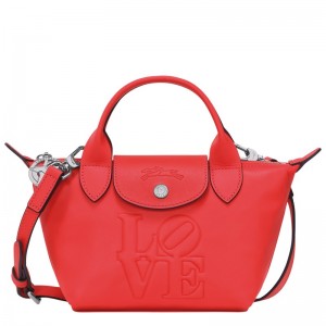 Longchamp Longchamp x Robert Indiana XS Handbag - Leather Kırmızı | 7352-ZLSAF