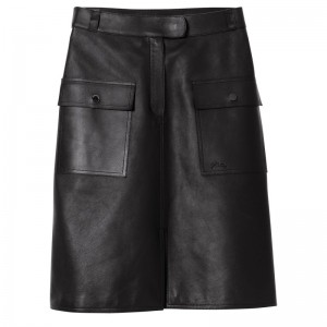 Longchamp Skirt - Lambskin Siyah | 5683-XLNYR