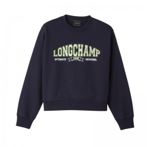 Longchamp Sweatshirt - Jersey Lacivert | 3765-SQNZJ