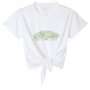 Longchamp Tied T-shirt - Jersey Beyaz | 9581-CSIXR