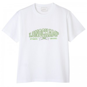 Longchamp T-shirt - Jersey Beyaz | 2194-VZWTY