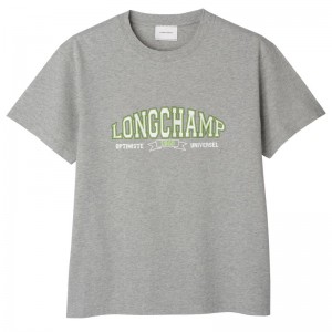 Longchamp T-shirt - Jersey Gri | 4657-WTCRZ