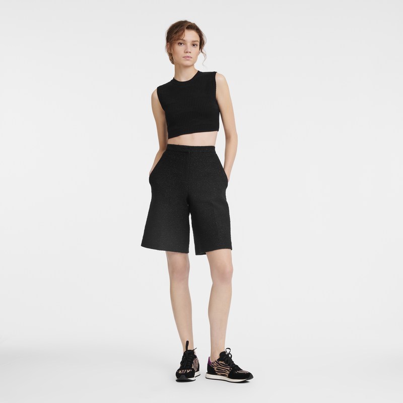 Longchamp Bermuda shorts - Bouclé Siyah | 7192-EQSZY