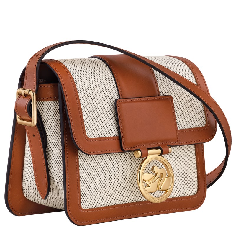 Longchamp Box-Trot S Crossbody bag - Canvas Cognac | 1048-GUVFO