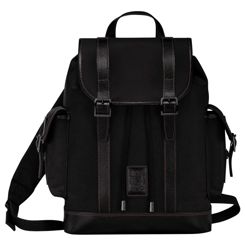 Longchamp Boxford Backpack - Recycled canvas Siyah | 7635-ESFPY