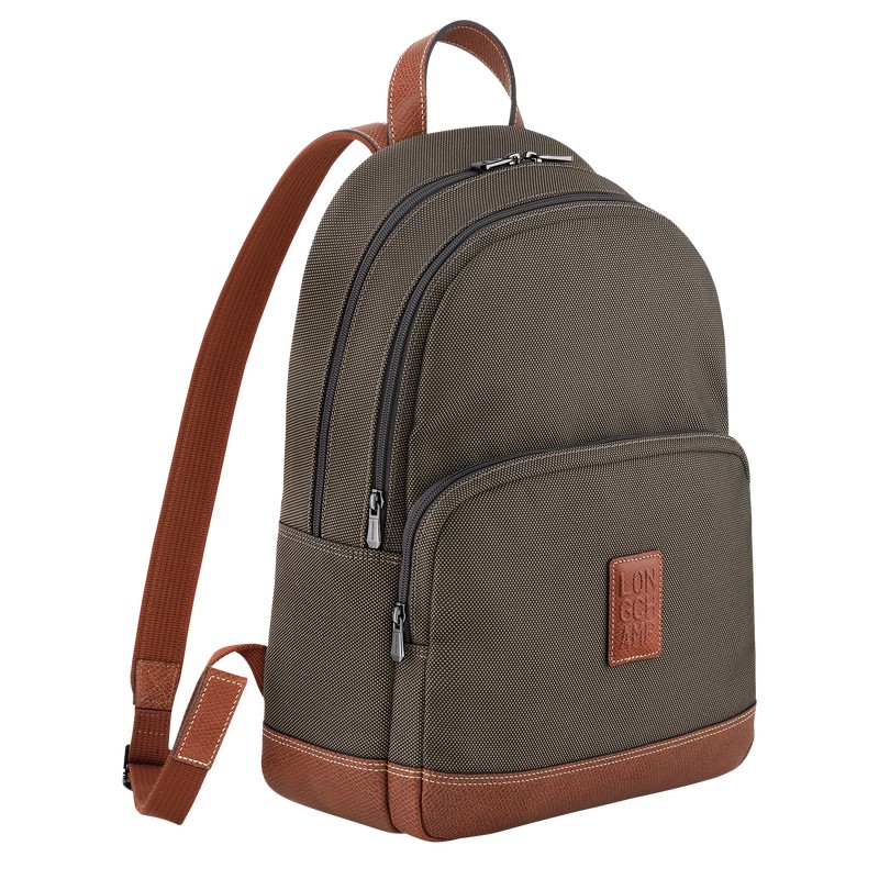 Longchamp Boxford Backpack - Recycled canvas Kahverengi | 3975-HZUGL