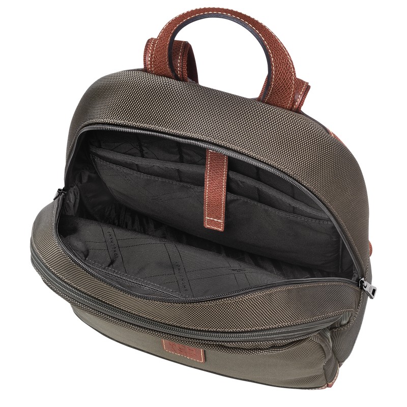 Longchamp Boxford Backpack - Recycled canvas Kahverengi | 3975-HZUGL